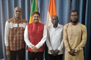 Ambassador of India to Mali H.E. Anjani Kumar met Mr. Mohamed Abdoulaye Touré, Mr. Sekouba Doumbia and Mr. Hamadou Amadou Cissé Barry who have received scholarships from Indian Council For Cultural Relations .