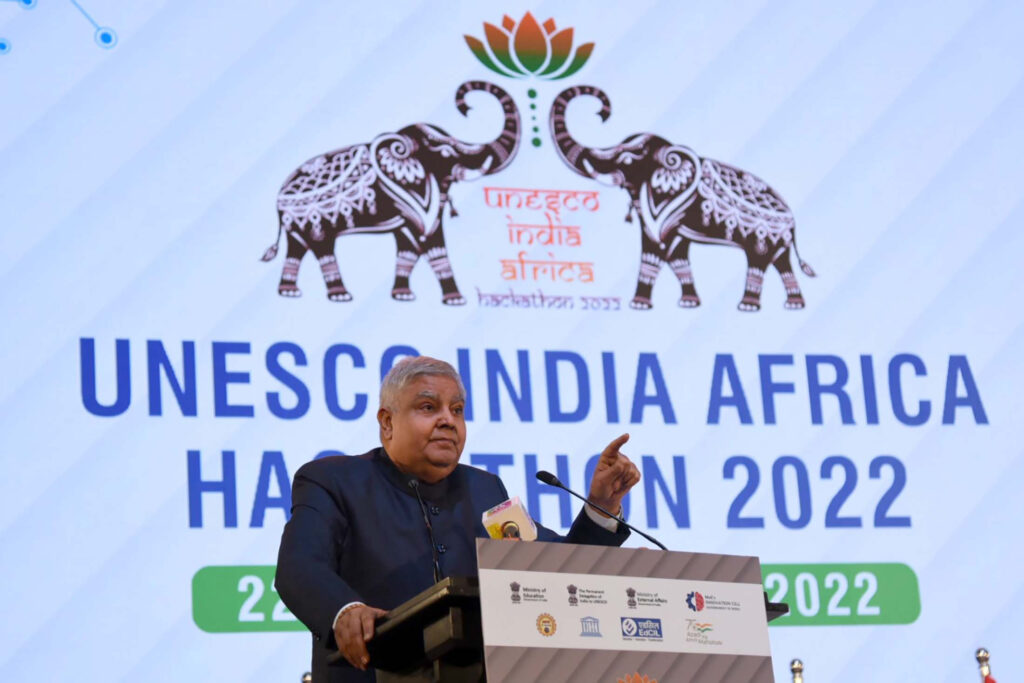 Vice President of India addresses the valedictory session of UNESCO India Africa Hackathon